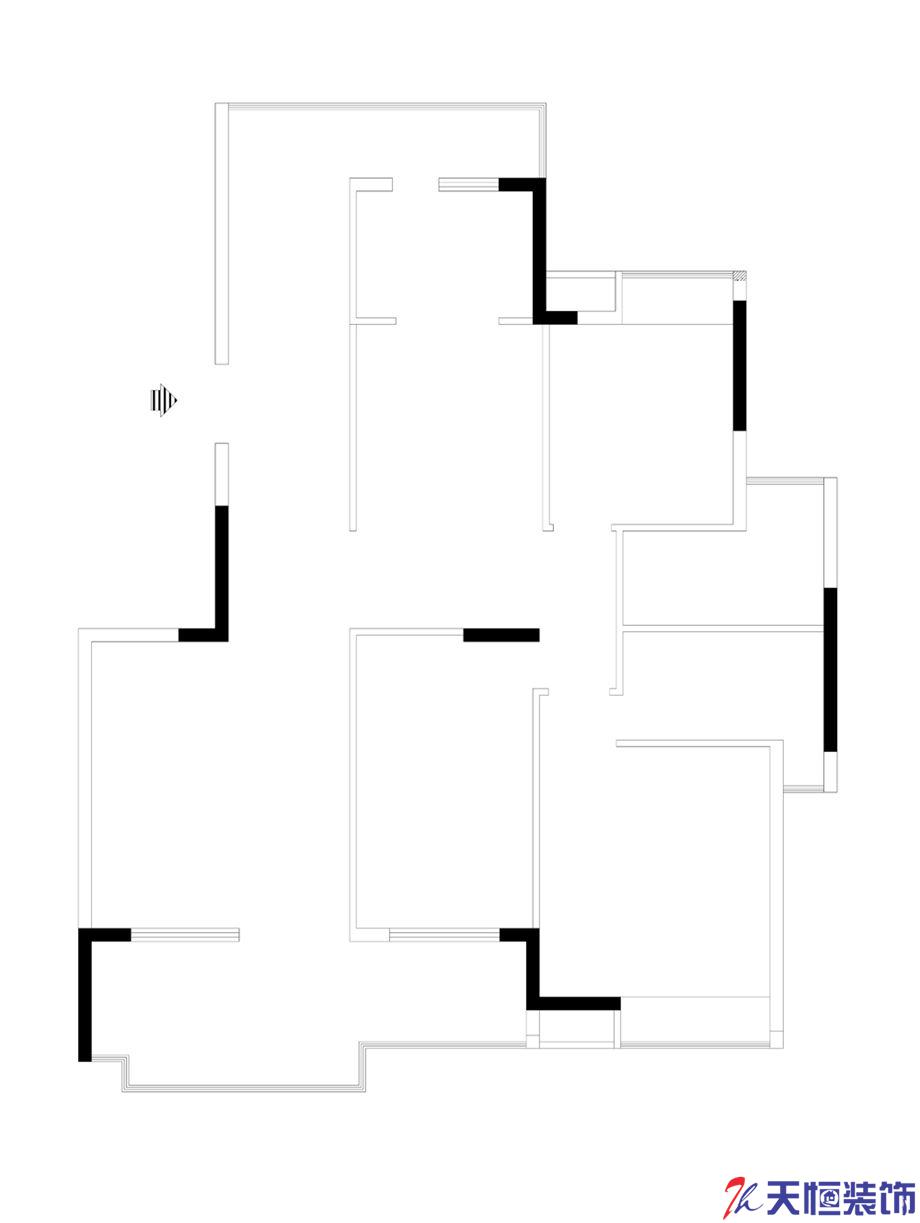 洛陽裝修案例洛陽正大國際三室兩廳混搭風格天恒設(shè)計施工裝修方案